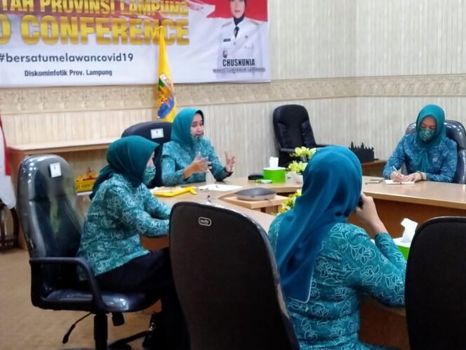 
					Melalui Vidcon, TP PKK 15 Kabupaten/Kota di Lampung Mendukung Gerakan ‘Siger’