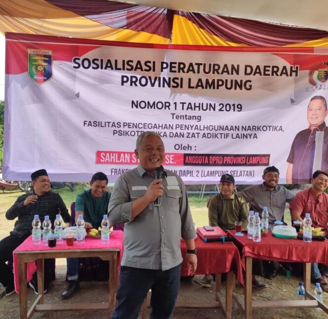 
					Anggota DPRD Lampung Sahlan Syukur Gelar Sosialisasi Perda Nomor 1 Tahun 2019 di Desa Purwosari