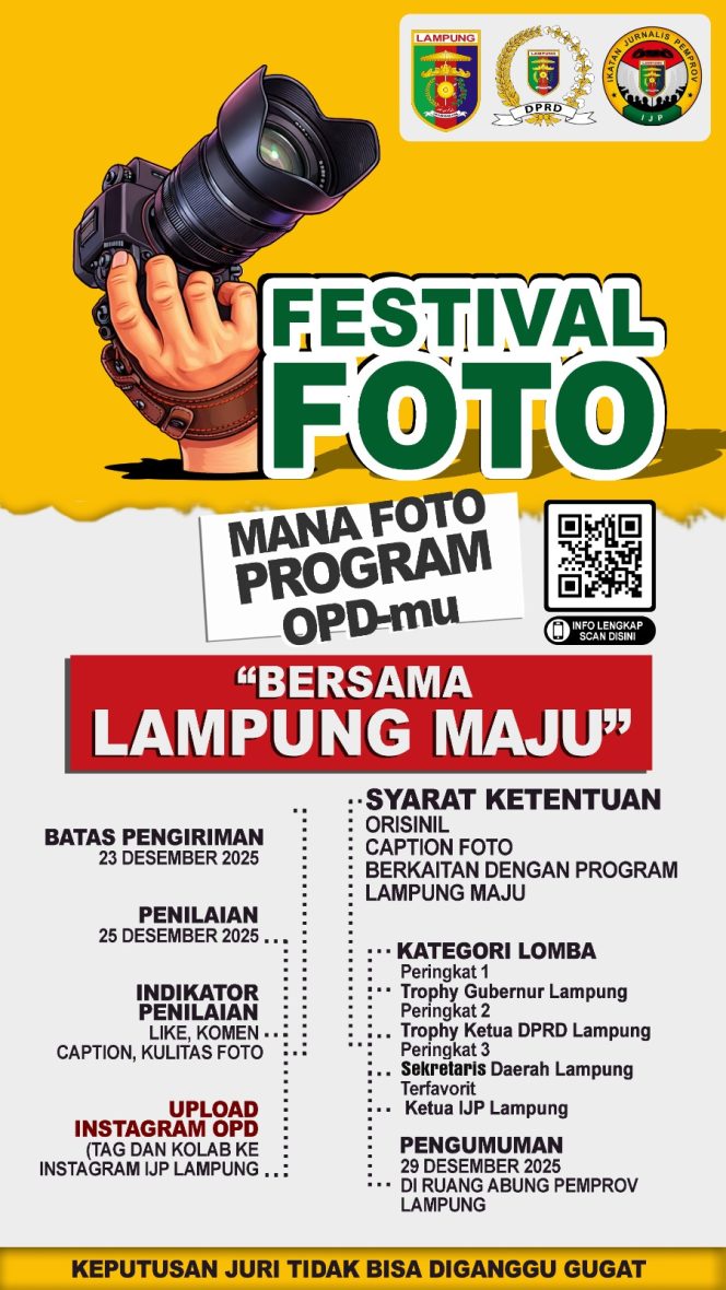 
					IJP Lampung Gelar Festival Foto Pembangunan untuk OPD Pemprov Lampung Bertema “Bersama Lampung Maju”
